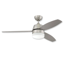 52" Craftmade Beltre Brushed Polished Nickel Finish with Painted Silver/Maple Reversible Blades and Light Kit