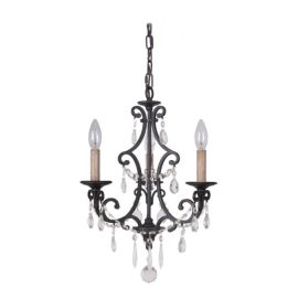 14"W Craftmade Bentley 3 Light Chandelier - 38923-MBK - Matte Black