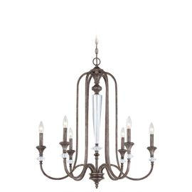 29.38"W Craftmade Boulevard 6 Light Chandelier - 26726-MBS - Mocha Bronze Silver Wash
