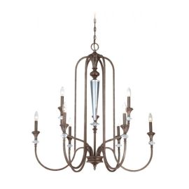 36.63"W Craftmade Boulevard 9 Light Chandelier - 26729-MBS - Mocha Bronze Silver Wash