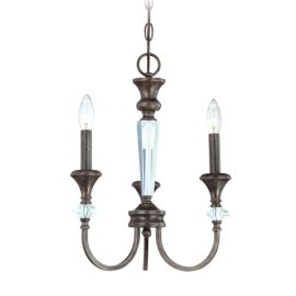 13"W Craftmade Boulevard 3 Light Chandelier - 26733-MBS - Mocha Bronze Silver Wash