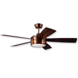 52" Craftmade Braxton Brushed Copper Finish with Dark Cedar / Chestnut Reversible Blades and Light Kit