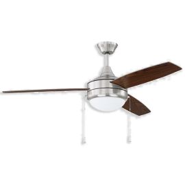 52" Craftmade Phaze Energy Star 3 LED Ceiling Fan, model - brushed polished nickel finish with walnut/dark oak blades and LED light kit