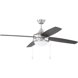 52" Craftmade Phaze Energy Star 4 DC LED Ceiling Fan - brushed polished nickel finish with brushed nickel/greywood blades and LED light kit