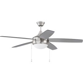 52" Craftmade Phaze Energy Star 5 DC LED Ceiling Fan - brushed polished nickel finish with brushed nickel/greywood blades and LED light kit