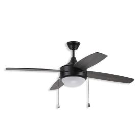 52" Craftmade Phaze Energy Star 4 DC LED Ceiling Fan - flat black finish with flat black/greywood blades and LED light kit