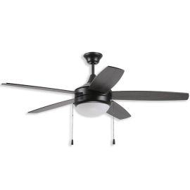 52" Craftmade Phaze Energy Star 5 DC LED Ceiling Fan - flat black finish with flat black/greywood blades and LED light kit