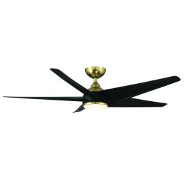 WAC Smart Fans F-071L-SB/MB 60" VIPER Ceiling Fan w/ LED Light - Soft Brass/Matte Black