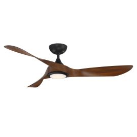 WAC Smart Fans F-074L-MB/DK SWIRL 54" Ceiling Fan w/ LED Light - Matte Black/Distressed Koa
