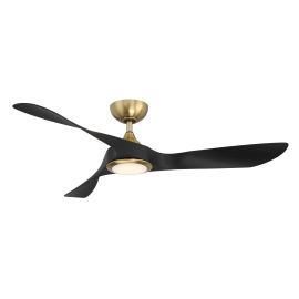 WAC Smart Fans F-074L-SB/MB SWIRL 54" Ceiling Fan w/ LED Light - Soft Brass/Matte Black