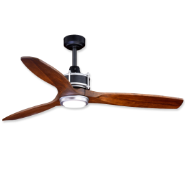 52" Vaxcel Curtiss Matte Black and Brushed Silver Finish with Walnut Blades and Light Kit