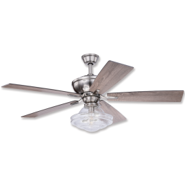 52" Vaxcel Huntley Satin Nickel Finish with Driftwood / Dark Maple Reversible Blades and Light Kit