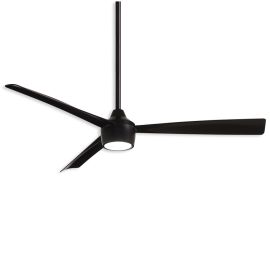 56" Minka Aire Skinnie Wet Outdoor LED Ceiling Fan - coal finish with coal blades and LED light kit