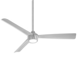 56" Minka Aire Skinnie Wet Outdoor LED Ceiling Fan - grey finish with grey blades and LED light kit