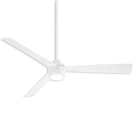 56" Minka Aire Skinnie Wet Outdoor LED Ceiling Fan - flat white finish with flat white blades and LED light kit