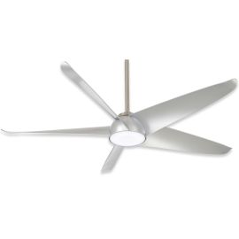 60" Minka Aire Ellipse LED Indoor Ceiling Fan - F771L-BN/SL - Brushed Nickel Finish with Silver Blades and LED light kit