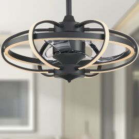 Fanimation FP3050BL Obvi 26" LED Chandelier Ceiling Fan - Black with Clear Blades