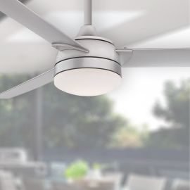 Fanimation FP6729BSLW Xeno Wet 56" Outdoor Ceiling Fan with Light - Silver