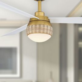 Fanimation FP6837BSMW Paget 52" Ceiling Fan - Damp Rated - Brushed Satin Brass/Matte White