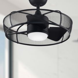 Fanimation FP8519BL Henry 20" Indoor/Outdoor Ceiling Fan with Light - Black