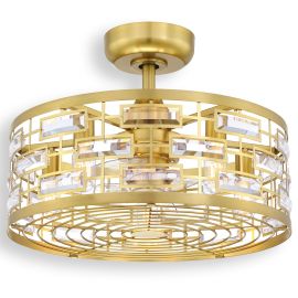 22" Fanimation Klout Dry Indoor Ceiling Fan - FP3070BS - brushed satin brass finish with clear blades and LED light kit