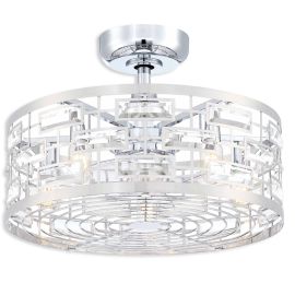 22" Fanimation Klout Dry Indoor Ceiling Fan - FP3070CH - Chrome finish, Brushed Nickel Cage with clear blades and LED light kit