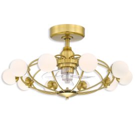 32" Fanimation Kerring Dry Indoor Ceiling Fan - FP3073BS - brushed satin brass with clear blades and LED light kit