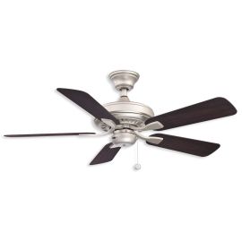 44" Fanimation Edgewood Wet Outdoor Ceiling Fan - Brushed nickel finish with dark walnut blades