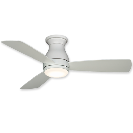 44" Fanimation Hugh Matte White Finish with Matte White Blades and Opal Frosted Glass Cap