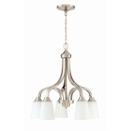 24"W Craftmade Grace 5 Light Down Chandelier - 41915-BNK - Brushed Polished Nickel - White Frost