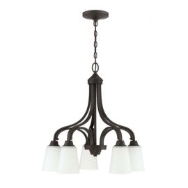 24"W Craftmade Grace 5 Light Down Chandelier - 41915-ESP - Espresso - White Frost