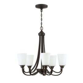 26"W Craftmade Grace 5 Light Chandelier - 41925-ESP - Espresso - White Frost