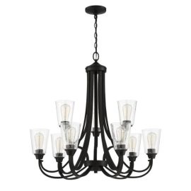 32"W Craftmade Grace 9 Light Chandelier - 41929-ESP-CS - Espresso - Clear Seeded
