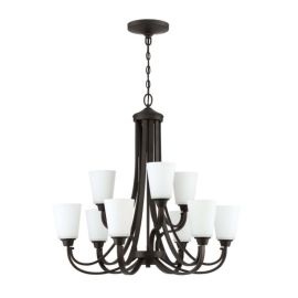 32"W Craftmade Grace 9 Light Chandelier - 41929-ESP - Espresso - White Frost