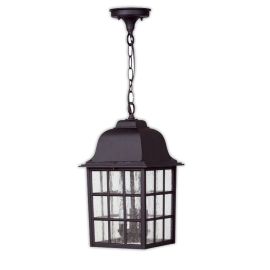 8.50"W Craftmade - Grid Cage Cast - 3 Light Pendant - Z571-TB - Textured Matte Black - Clear Seeded