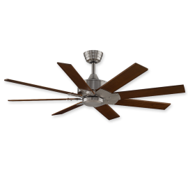 63" Fanimation Levon Custom Brushed Nickel Finish with Walnut Blades