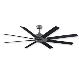 72" Fanimation Levon Custom Damp Galvanized Finish with Black Blades
