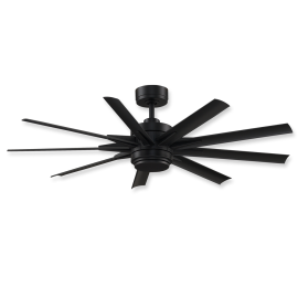 56" Fanimation Odyn Custom Black Finish with Black Blades and Steel Cap
