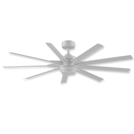 64" Fanimation Odyn Custom Matte White Finish with Matte White Blades and Opal Frosted Glass/Steel Cap