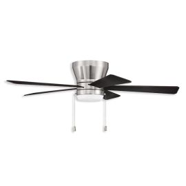 52" Craftmade Merit Flush LED Ceiling Fan - brushed polished nickel finish with black walnut/grey walnut blades