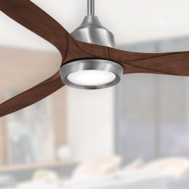 Minka Aire F749L-BN Skyhawk 60" Contemporary Ceiling Fan - Brushed Nickel / Dark Maple