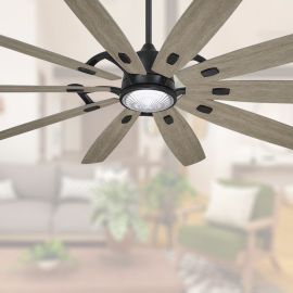 Minka Aire F865L-CL/SG Barn 84" Ceiling Fan with Light - Black/Seashore Grey