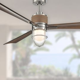 Minka Aire Nauticus F768L-BNW/DK 65" Nautical Ceiling Fan - Brushed Nickel / Distressed Koa