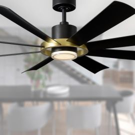 Modern Forms FR-W2303-60L-SB/MB AURA 60" Eight Blades w/ LED Ceiling Fan - Soft Brass / Matte Black
