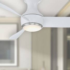 44" Modern Forms Corona Ceiling Fan Flush Mount With LED FH-W2203-44L-BN-MW-Brushed Nickel/Matte White