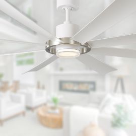 Modern Forms FR-W2303-72L-BN/MW AURA 72" Eight Blades w/ LED Ceiling Fan - Brushed Nickel / Matte White
