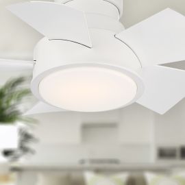 Modern Forms FH-W1802-26L-MW Vox 26" Flush Mount Outdoor Ceiling Fan - Matte White