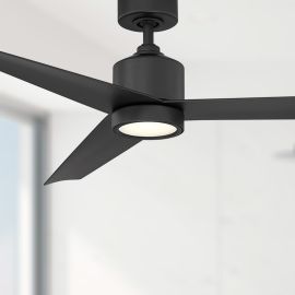 54" Modern Forms Lotus Matte Black Finish with Matte Black Blades and Light Kit