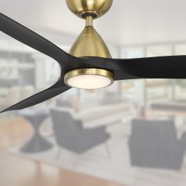 54" Modern Forms SKYLARK Ceiling Fan FR-W2202-54L-SB-MB-Soft-Brass/Matte Black 