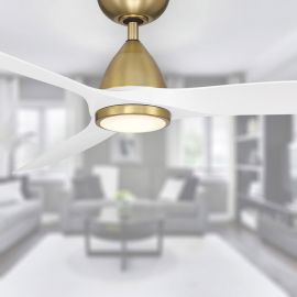 Modern Forms FR-W2202-62L-SBMW Skylark 62" Ceiling Fan - Soft Brass/Matte White